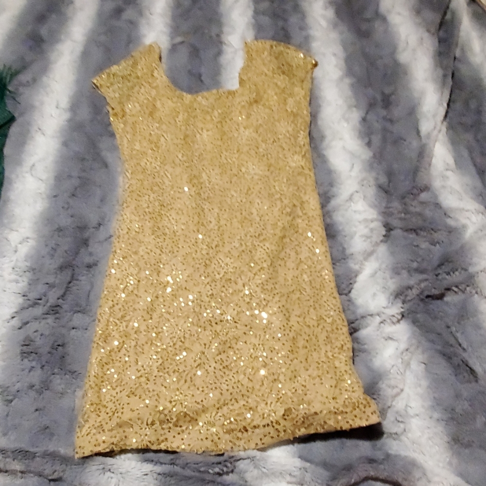 gold sequin dress